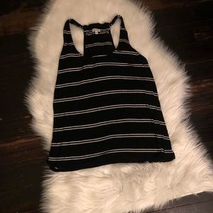 splendid black & white striped tank top sz small